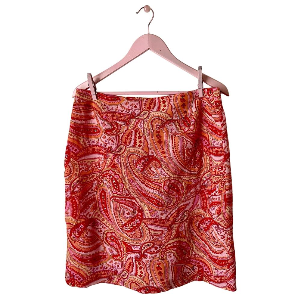Vintage 100% Silk Worthington Paisley Pencil Skirt